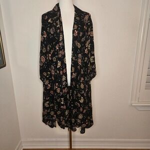 Dark Moody Floral Longline Cardigan Whimsigoth Cottagecore Black Romantic Boho